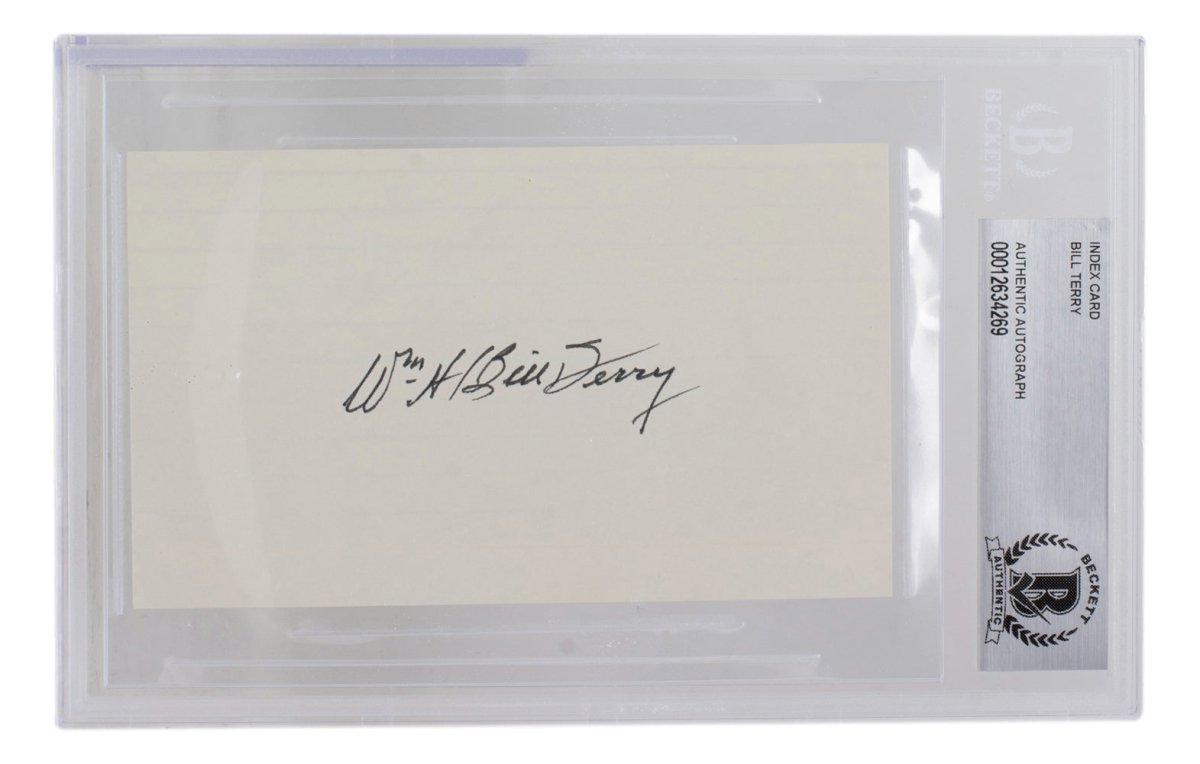 Bill Terry Autographed New York Giants Index Card - PSA/DNA Certified - Perfect for Sports Memorabilia Collectors & Giants Fans - Display in Home Office or Man Cave