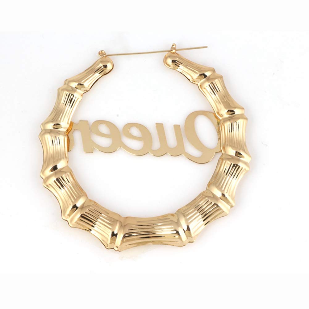 90s Retro Round Bamboo Grain Hoop Earrings for Women - 90mm Gold Big Hoop Earrings for Hip Hop Party, Festival, and Everyday Wear