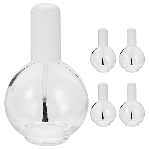 FOMIYES 5pcs Empty Refillable Nail Polish Bottles with Brush - 75ml Clear Glass Cosmetic Containers for DIY Nail Art, Salon Samples & Travel Essentials | Perfect for Nail Technicians, Home Manicures & Beauty Storage