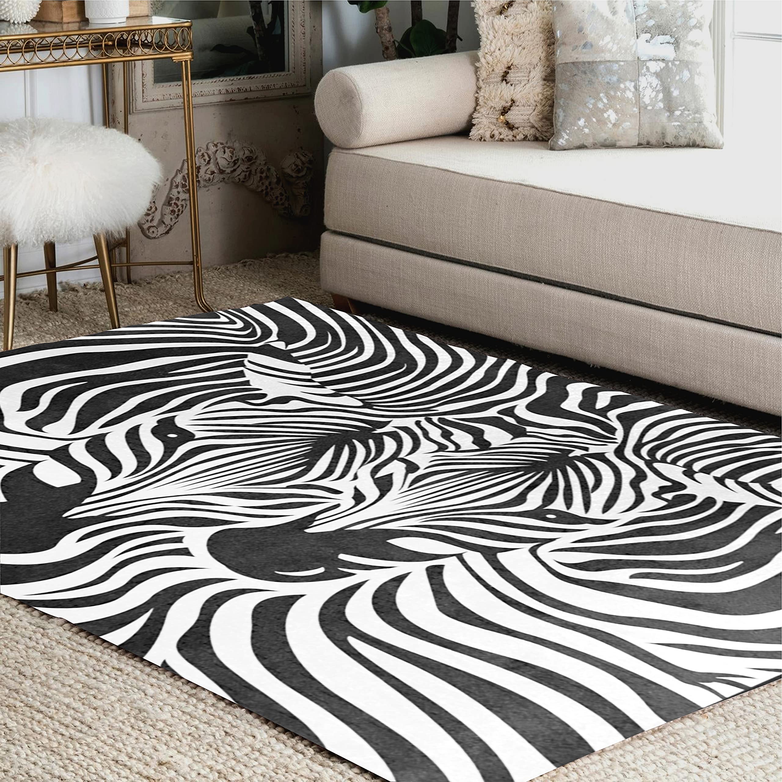 ALAZA Funny Zebra Leopard Print Area Rug 7' x 5' - Soft Non-Slip Floor Mat for Living Room, Bedroom, Nursery & Dorm Decor | Trendy Animal Print Home Accent Rug