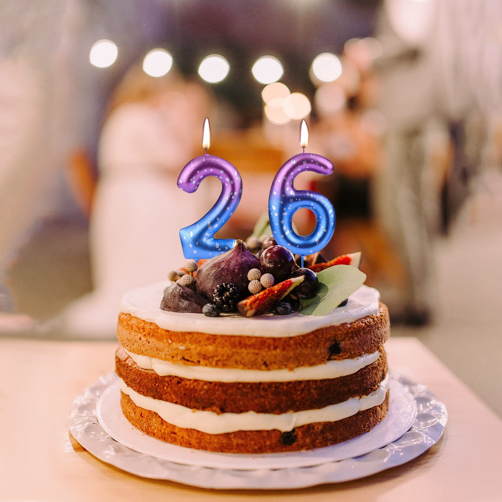 LUTER Glitter Number Candles - Purple Blue Gradient for Birthday Cake Decoration | Kids & Adults Party, Wedding, Graduation