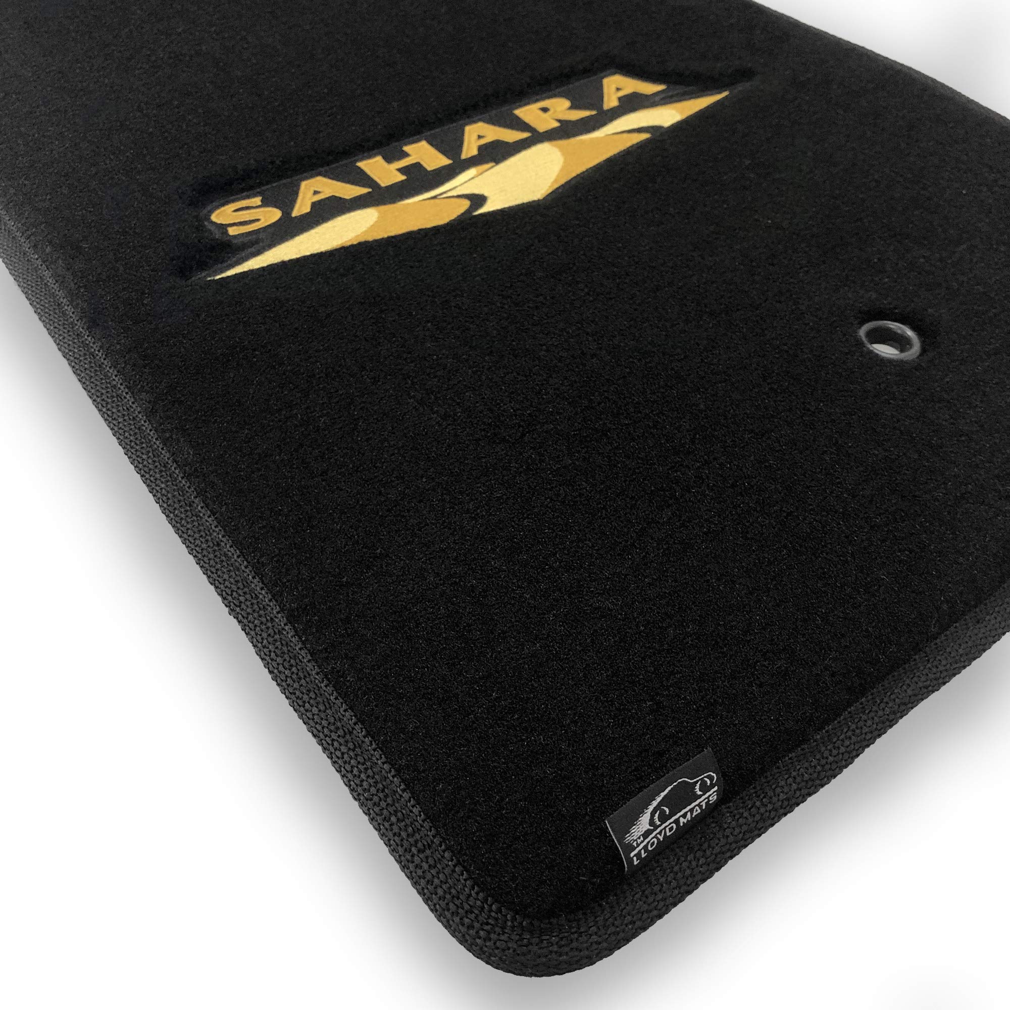 Premium Custom-Fit Carpeted Floor Mats for Jeep Wrangler JK Unlimited (2007-2013) - Black 2-Piece Set with Sahara Logo | Luxury Car Floor Liners for Enhanced Comfort & Protection | Perfect for Off-Road Adventures & Daily Commutes