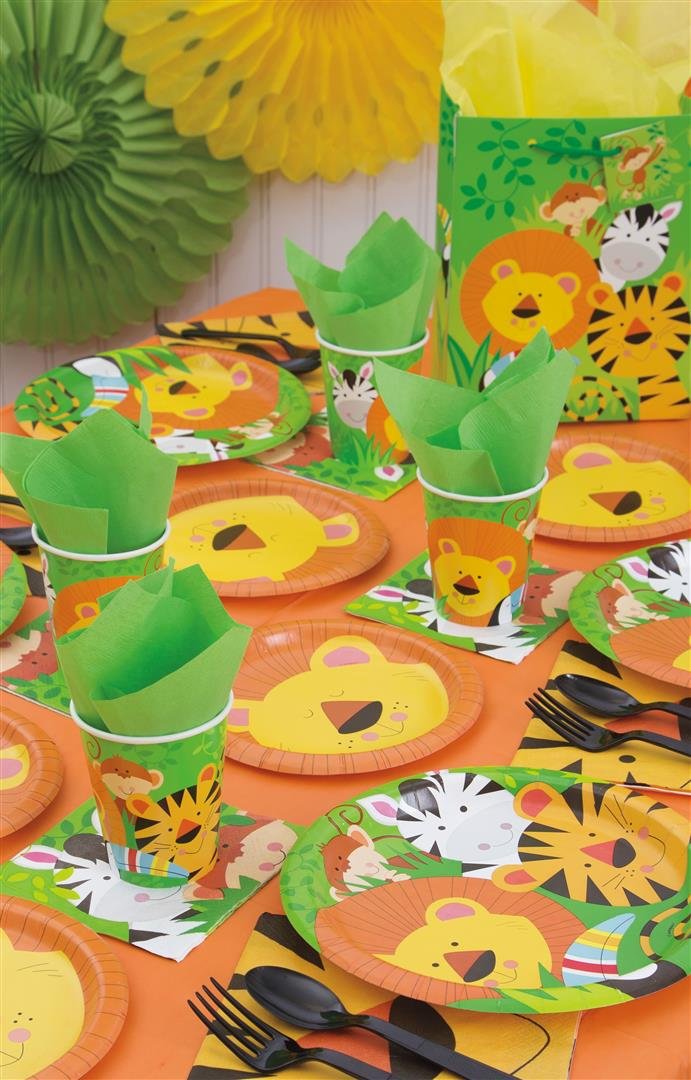 Unique Industries Disposable Paper Cups 9 Inch - Animal Jungle Print Party Supplies for Kids Birthday, Baby Shower & Outdoor Events (50 Pack)