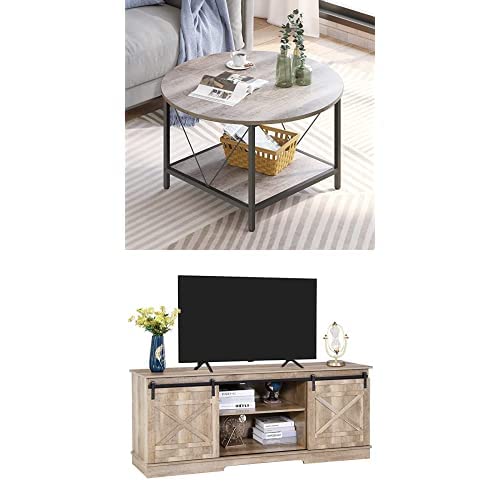 YITAHOME Modern Grey Wash Coffee Table - Stylish Living Room Center Table for Small Spaces, Home Decor & Entertaining Guests