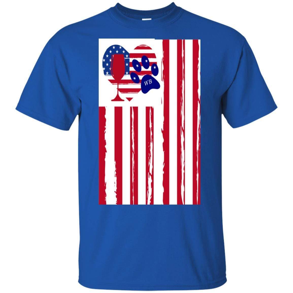 American Flag Wine Paw Heart Ultra Soft Cotton T-Shirt | Patriotic & Fun Graphic Tee for Women | Perfect for Casual Wear, Parties & Wine Lovers
