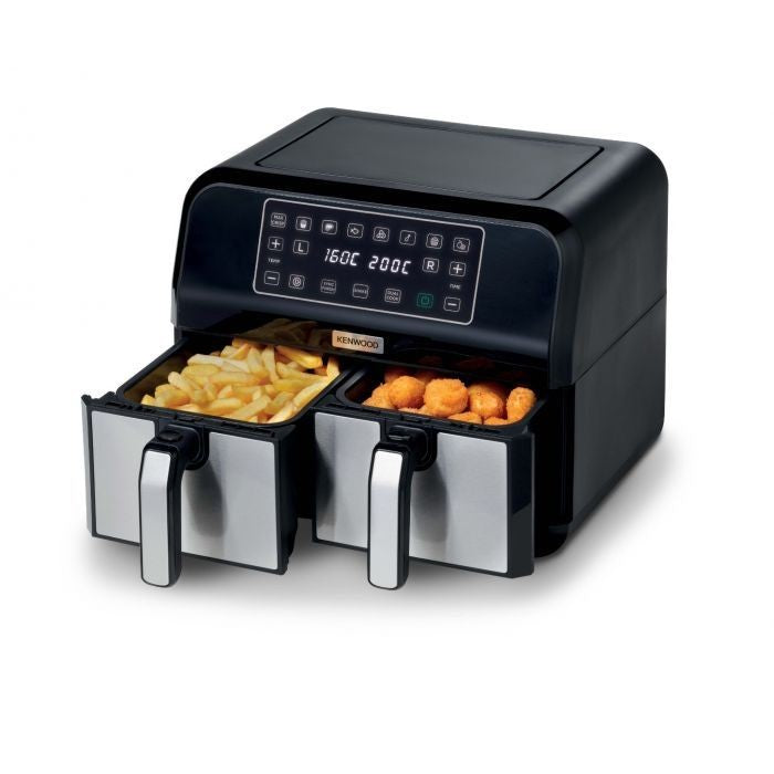 Kenwood HFM75.000MB 8L Dual Air Fryer - Healthy Oil-Free Cooking for Family & Parties | Perfect for Roasting, Baking & Frying Chicken, Fries & More