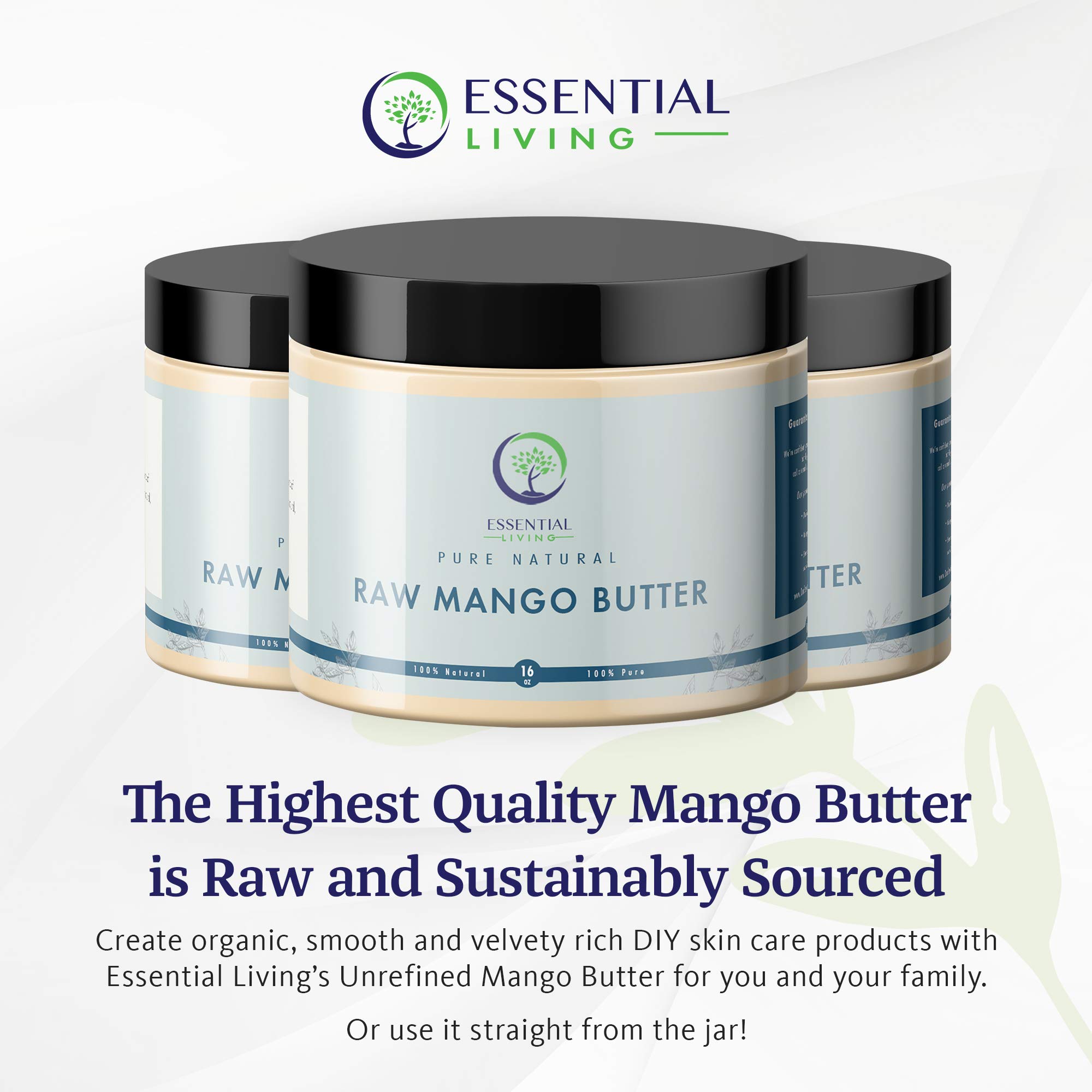 Organic Unrefined Mango Butter - 100% Natural Raw Ingredient for DIY Lip Balm, Body Lotion, Soap Making - 16 oz Jar - Perfect for Skincare, Hair Care & Homemade Cosmetics