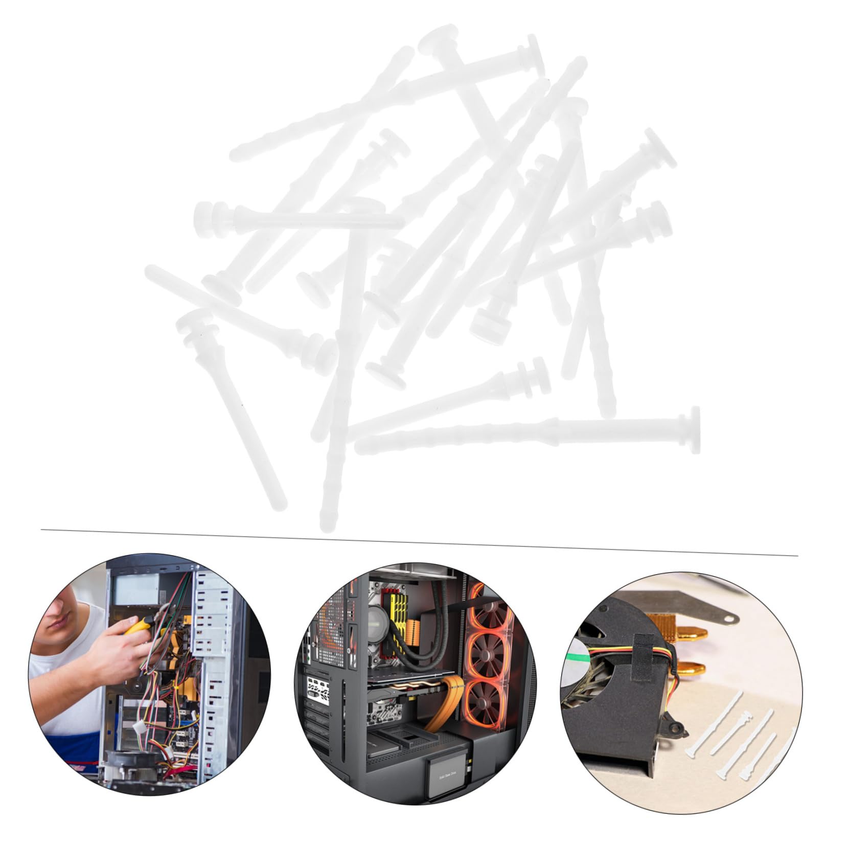 Mobestech 80-Piece Computer Case Fan Screw Kit - Black Silicone Rubber Rivets & Noise Absorption Pins for PC Radiator & Chassis Assembly | Perfect for Gaming PC Builds, Case Mods & DIY Computer Repairs