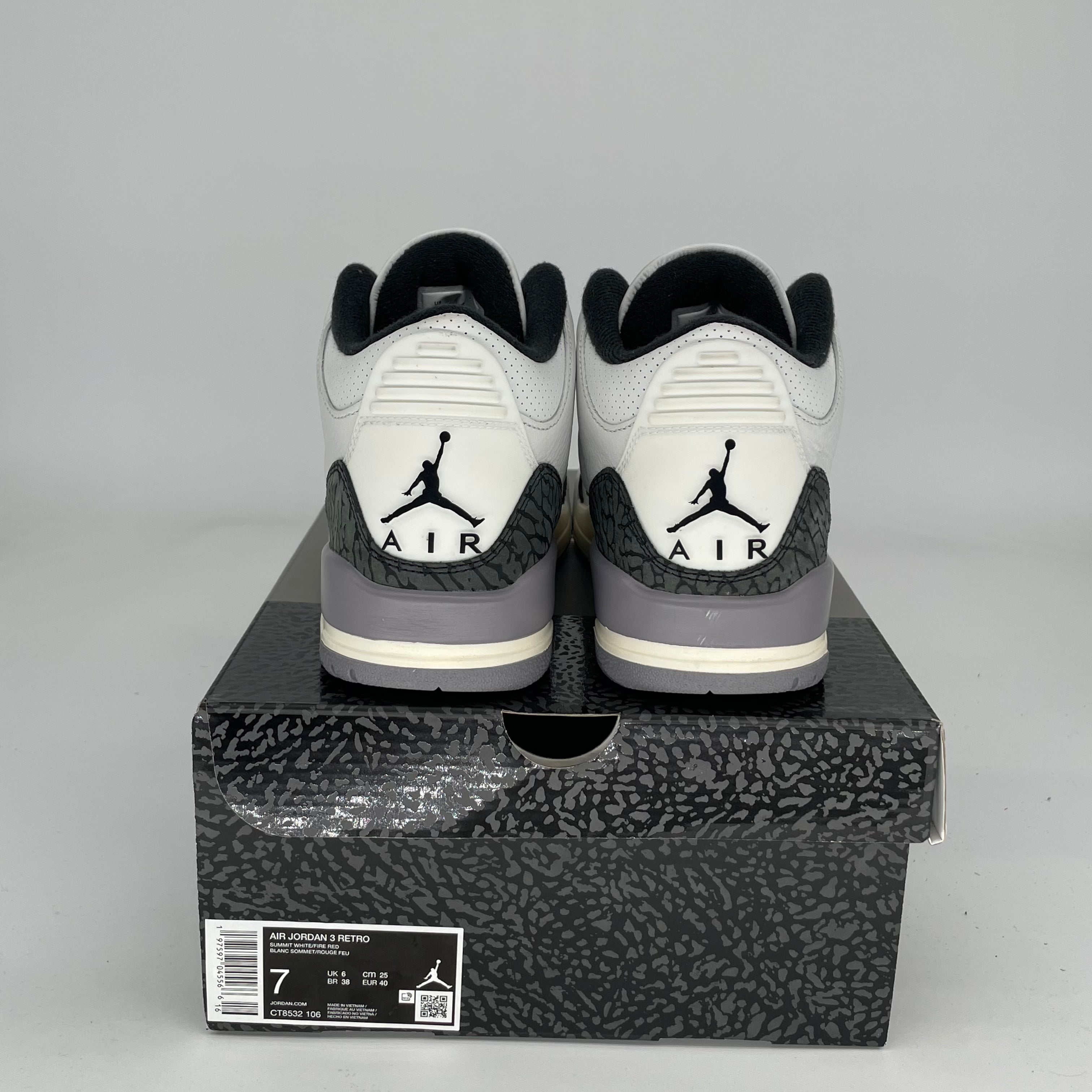 Original Air Jordan 3 Retro 'Cement Grey' Men's Basketball Shoes - Size 7 (CT8532-106) for Streetwear & Sneaker Collection