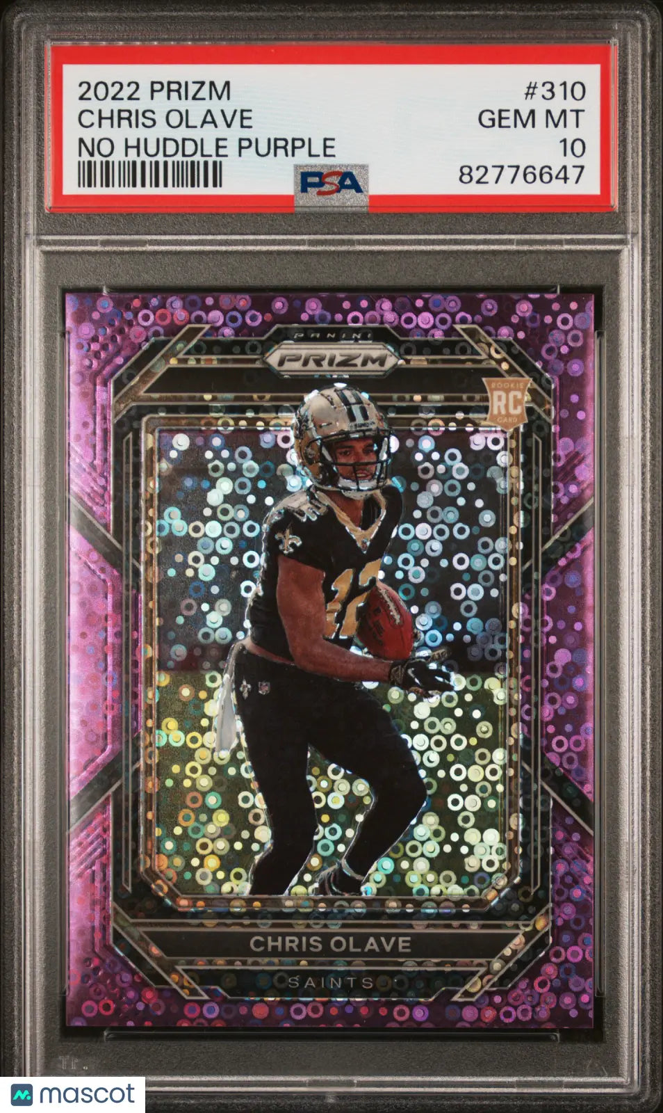 2022 Panini Prizm Football Chris Olave Rookie Card No Huddle Purple Prizm PSA 10 Gem Mint /35 - Perfect for NFL Collectors, Sports Memorabilia Displays & Investment Collections