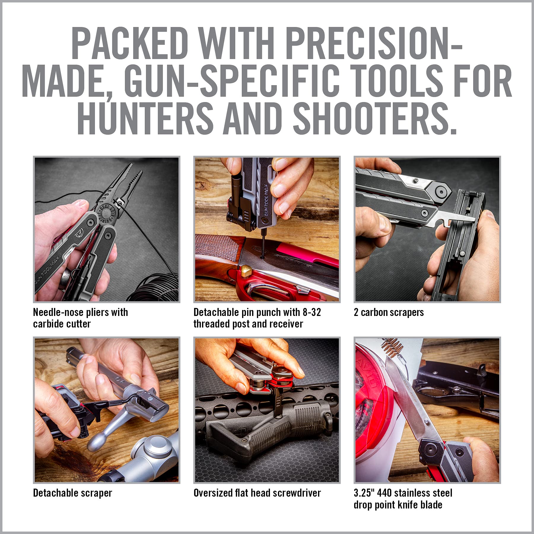 Real Avid Gun Tool Max - 37-in-1 Multitool for Gunsmithing & Firearm Maintenance | Includes Pliers, Wire Cutters, Knife Blade, Universal Choke Wrench, Bits & Wrenches | Durable Sheath Included | Ideal EDC Tool for Hunting, Shooting Range & Gun Owners (Black)