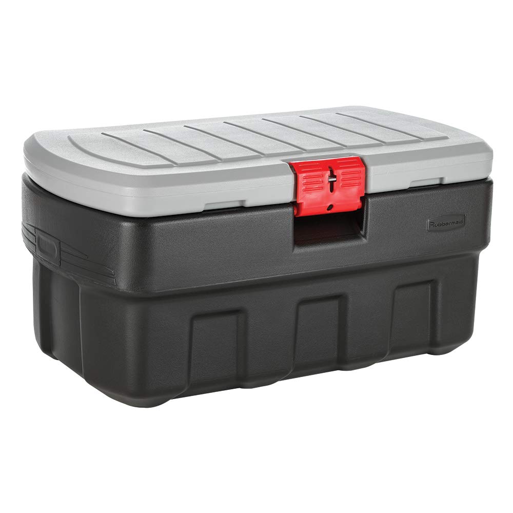 Rubbermaid ActionPacker 35-Gallon Lockable Storage Box - Heavy Duty Grey & Black Container for Outdoor, Industrial & Home Organization | Perfect for Camping, Job Sites & Garage Storage