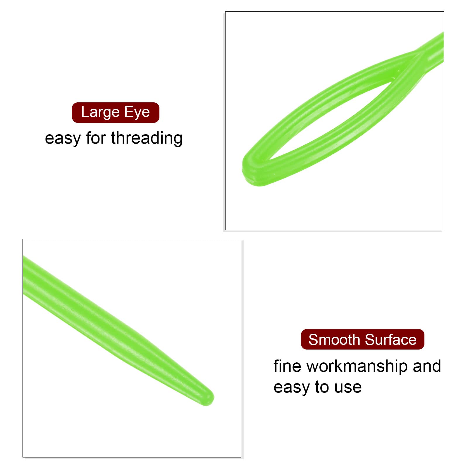 HARFINGTON 100pcs Plastic Sewing Needles - 9cm Large Eye Blunt Needles for Handmade Crafts, DIY Sewing & Stitching Projects - Perfect for Beginners, Kids & Fabric Arts (Green) | Ideal for Quilting, Embroidery, Cross-Stitch & Costume Making