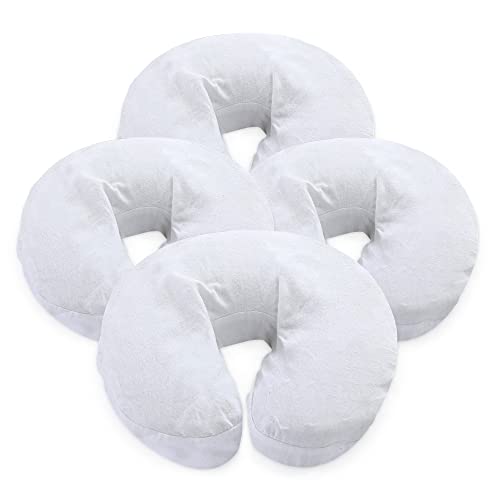 Premium 100% Cotton Flannel Massage Table Covers - Pack of 4 Extra Thick White Face Cradle Cozies for Spa & Salon - Soft Fitted Linens for Professional Massage Therapy & Facial Treatments
