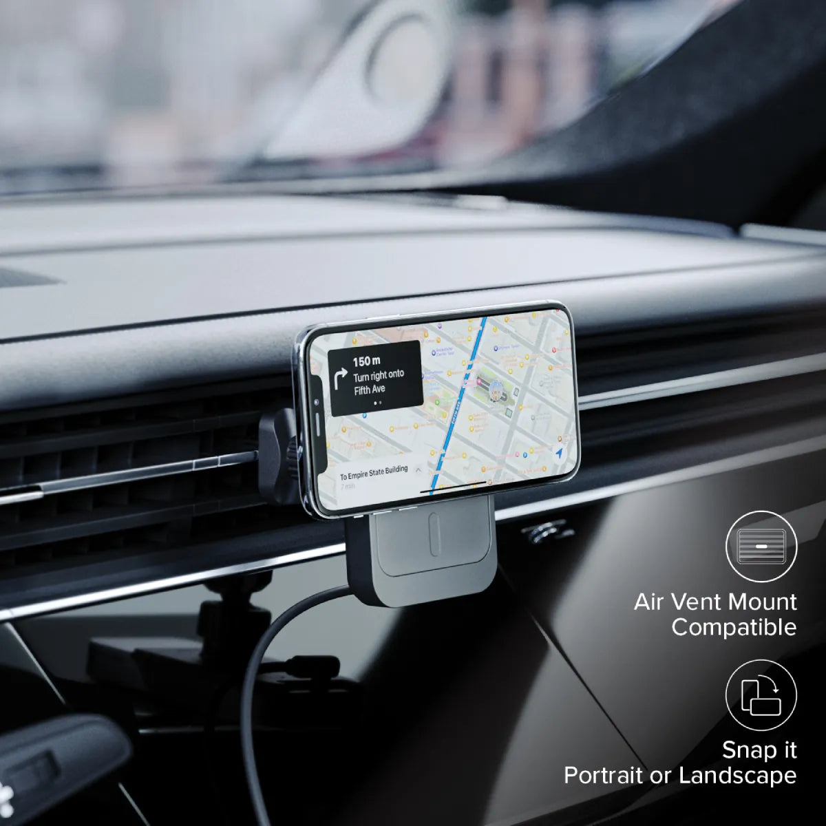 Matrix Universal Magnetic Car Charger with Air Vent Mount - Fast Wireless Charging for iPhone & Android - Perfect for Road Trips & Commuting