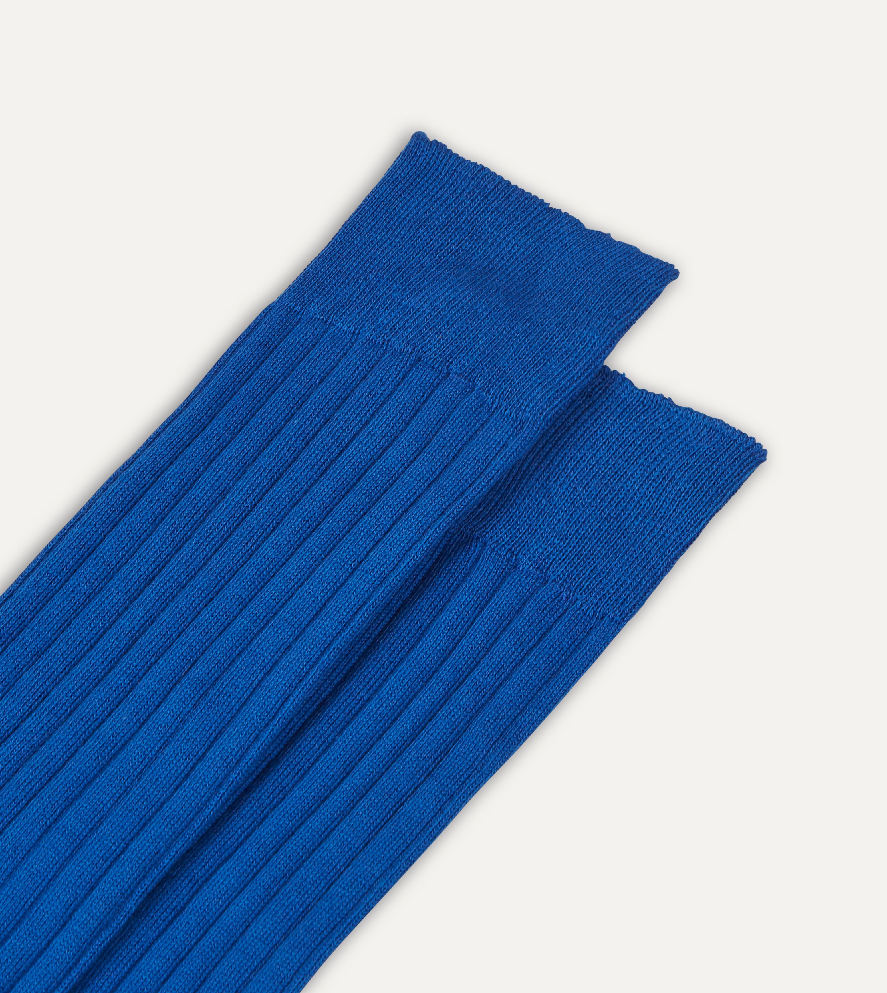 Premium Royal Blue Cotton Over the Calf Socks for Men - Comfortable & Breathable Dress Socks for Business, Office & Formal Occasions