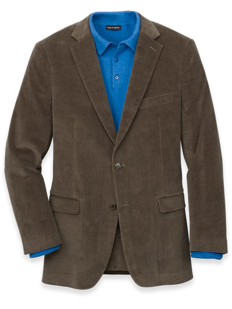 Paul Fredrick Men's Herringbone Cotton Blend Notch Lapel Sport Coat - Classic Business & Formal Blazer for Office, Weddings & Special Events