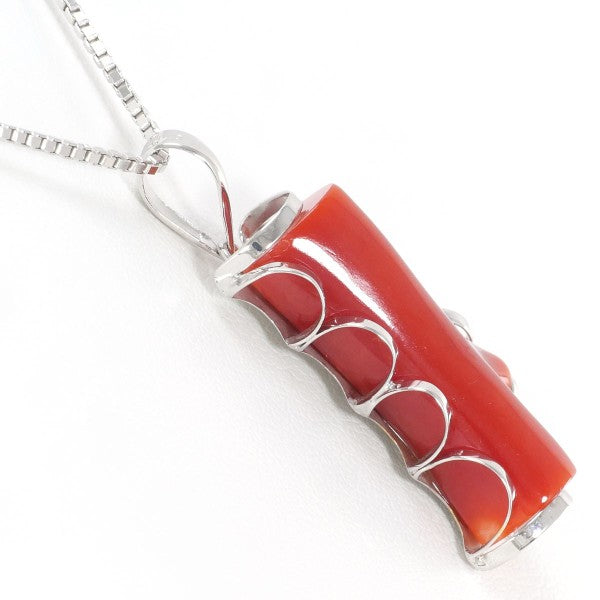 18K White Gold Coral Necklace for Women - Elegant Handmade Jewelry Gift for Anniversary, Birthday & Valentine's Day | Perfect for Beach Weddings, Summer Parties & Special Occasions