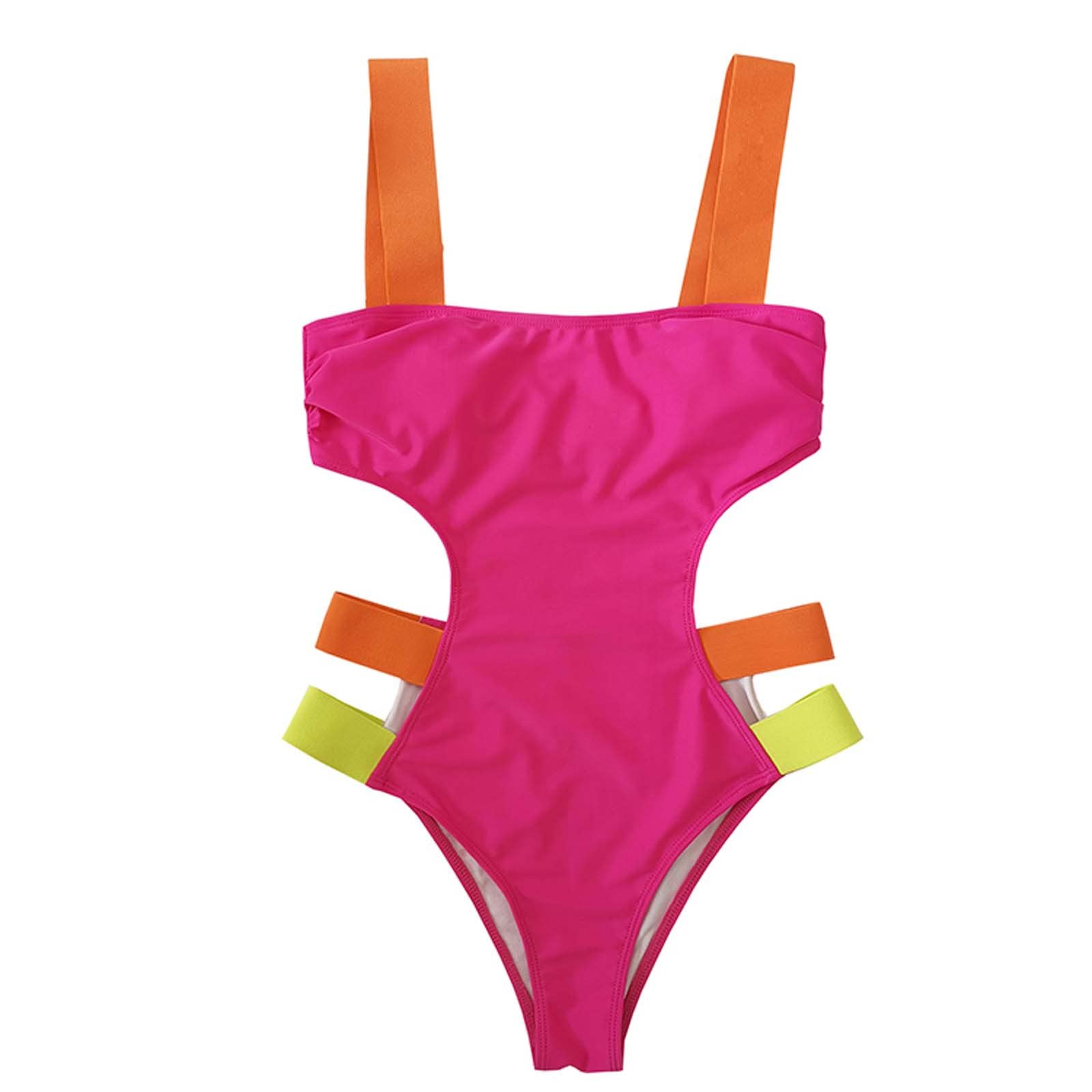 DII Women's One-Piece Bikini Swimwear - Color Block Cut Out Bathing Suit with High Waist | Beach Vacation, Pool Party, Summer Swimwear for Women