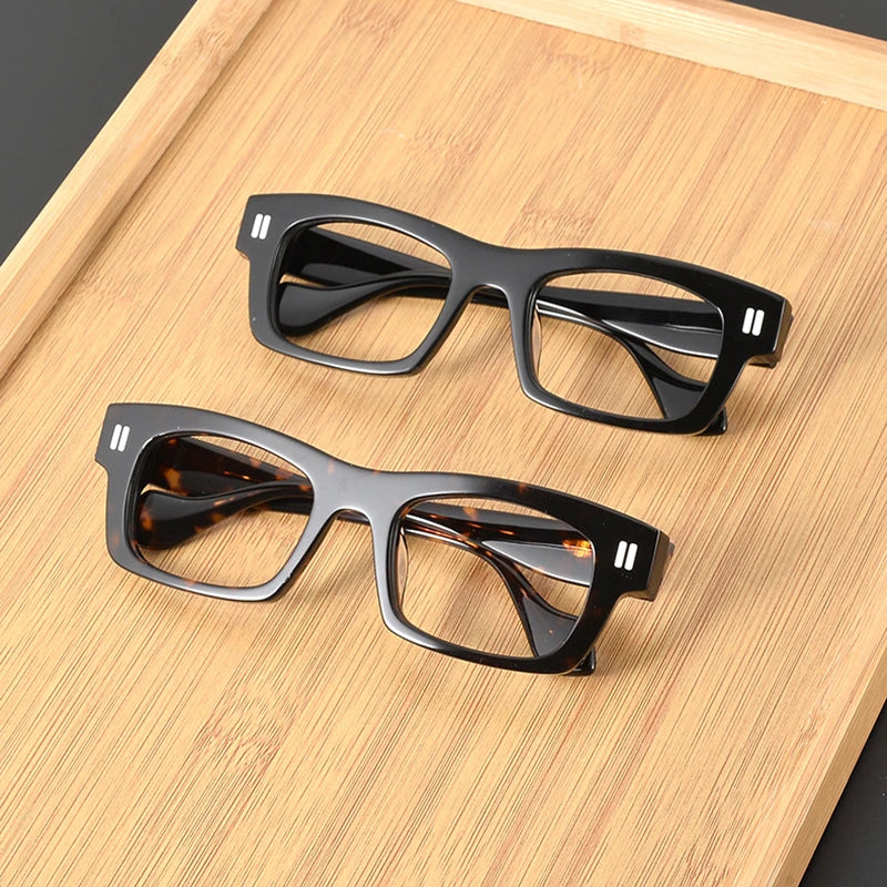 Stylish Black Unisex Square Acetate Eyeglasses Frame L2037 - Trendy Full Rim Glasses for Men & Women, Perfect for Reading, Work, and Fashion Accessories