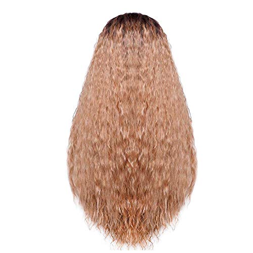 Gradient Headband Wig for Women - Long Straight Black to Golden Ombre Human Hair Wig | Perfect for Cosplay, Parties, and Daily Fashion