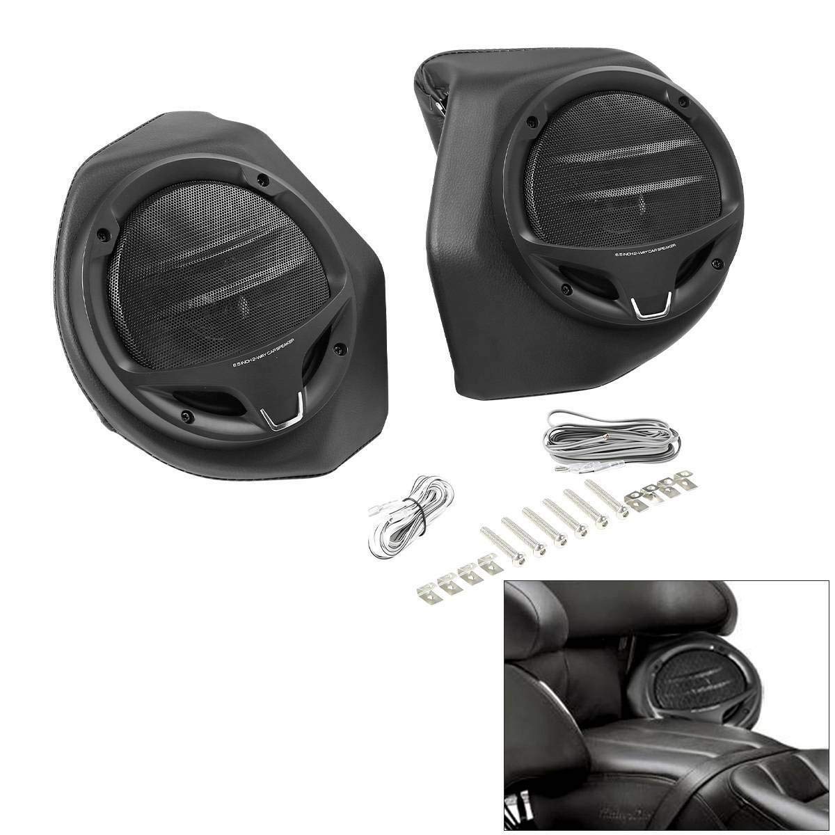 TCMT King Pack Black Luggage Rack with Trunk Backrest & Taillight for Harley Touring Models 2014-2023 - Enhance Your Ride with Rear Speakers for Road King, Road Glide, Street Glide & Electra Glide - Perfect for Long-Distance Touring and Custom Upgrades