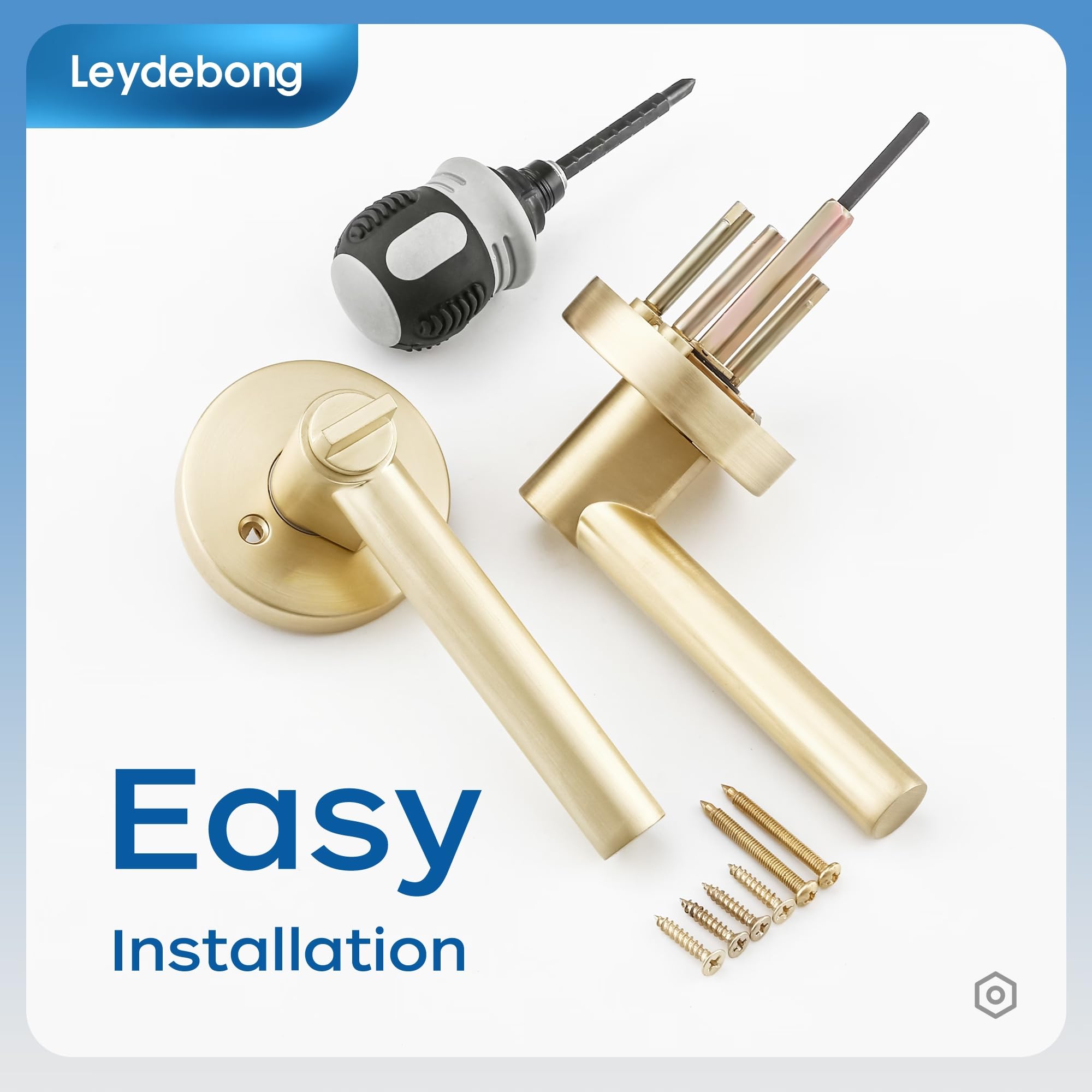 Leydebong 6 Pack Heavy Duty Exterior Door Handleset with Lock & Key - Keyed Alike Gold Lever Handle for Left/Right Hand Doors | Secure Entry for Homes, Offices & Commercial Buildings