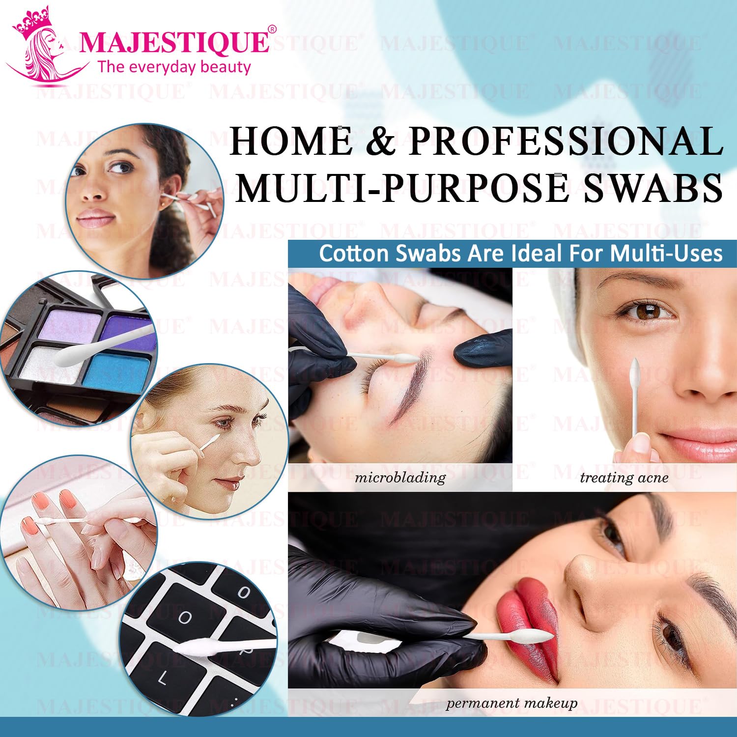 Majestique Cotton Swabs 200 Count - Soft & Gentle Paper Sticks for Ear Cleaning, Makeup Application, Nail Polish Removal - Ideal for Beauty, First Aid & Household Use - White (Pack of 1)