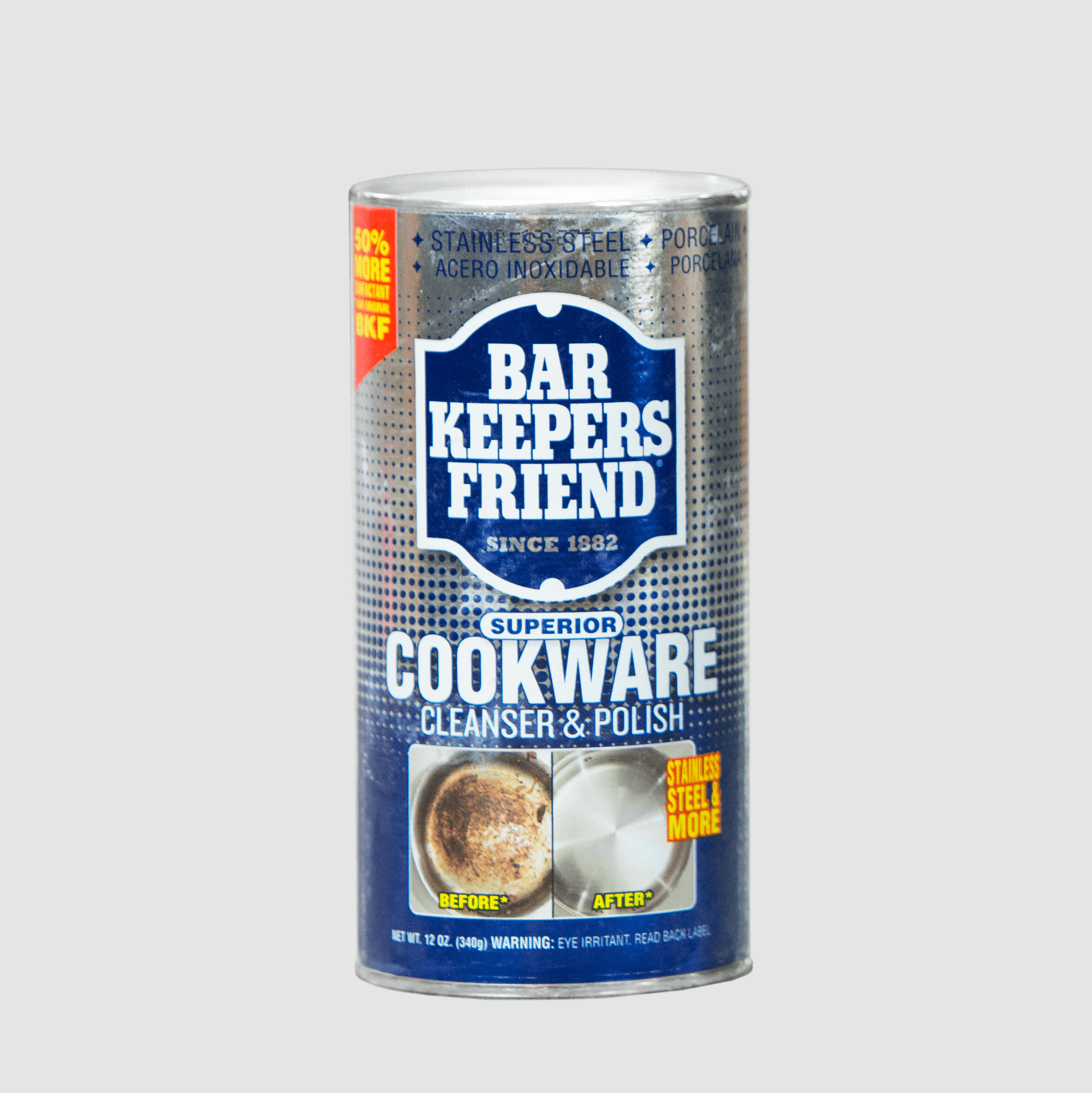 Bar Keepers Friend Cookware Cleaner & Polish - 12oz for Stainless Steel, Copper, and More - Perfect for Kitchen, Grill, and Outdoor Cooking