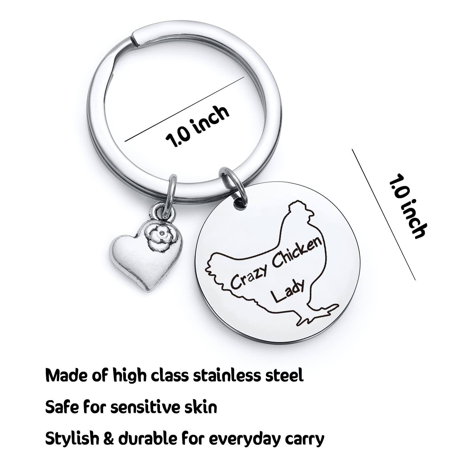 Funny Crazy Chicken Lady Keychain - Unique Gift for Chicken Farmers & Poultry Lovers - Perfect for Chicken Mom Birthday, Christmas & Farm Enthusiast Gifts - Great for Keyrings, Backpacks & Farmhouse Decor