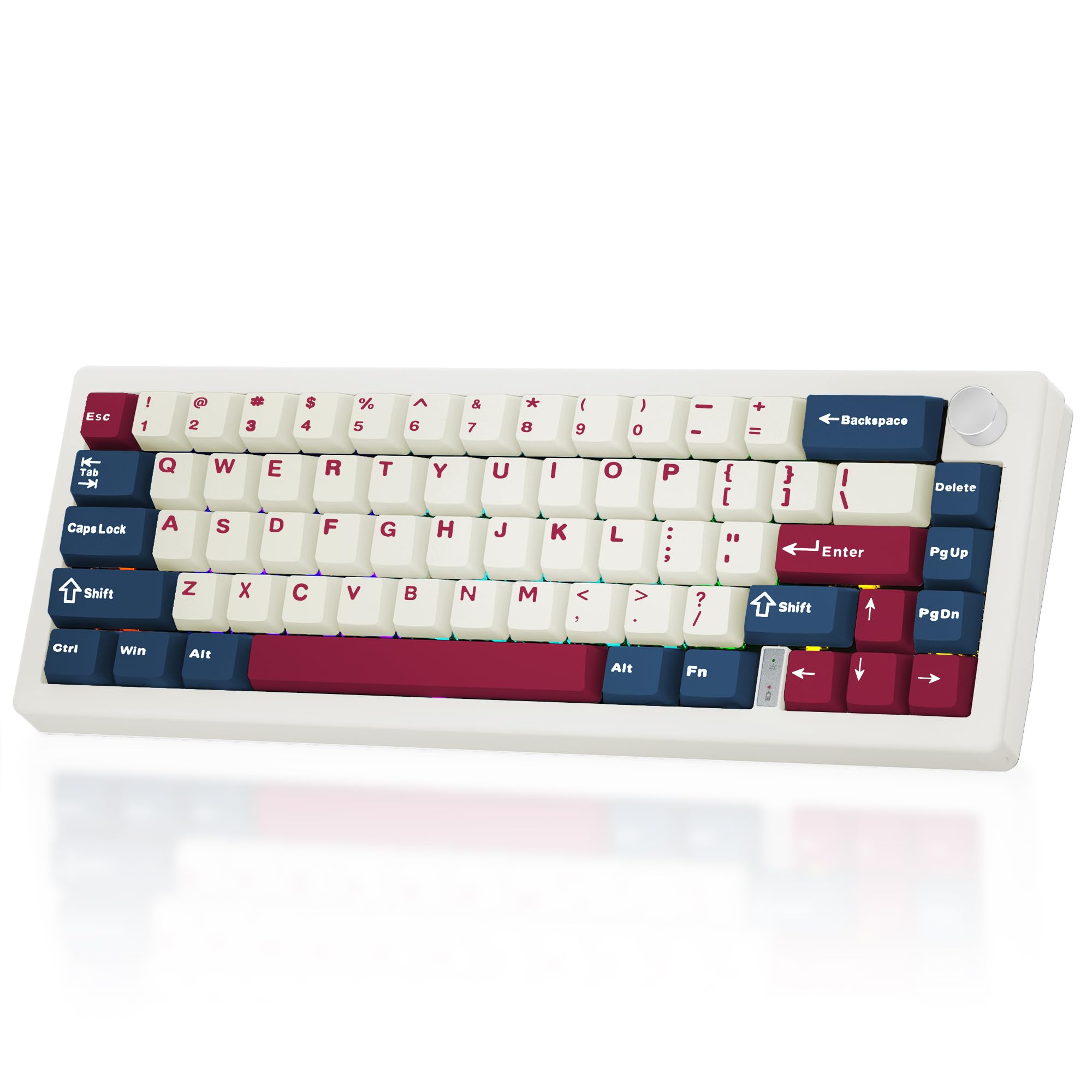 BOYI GMK67 65% Wireless Mechanical Keyboard - Gasket Mount, Hot-Swappable, BT5.0/Type-C/2.4G, RGB Backlit, Cherry Profile PBT Keycaps, Linear Lubed Switches - Custom Gaming Keyboard (White) | Perfect for Esports, Office Work & Typing Enthusiasts