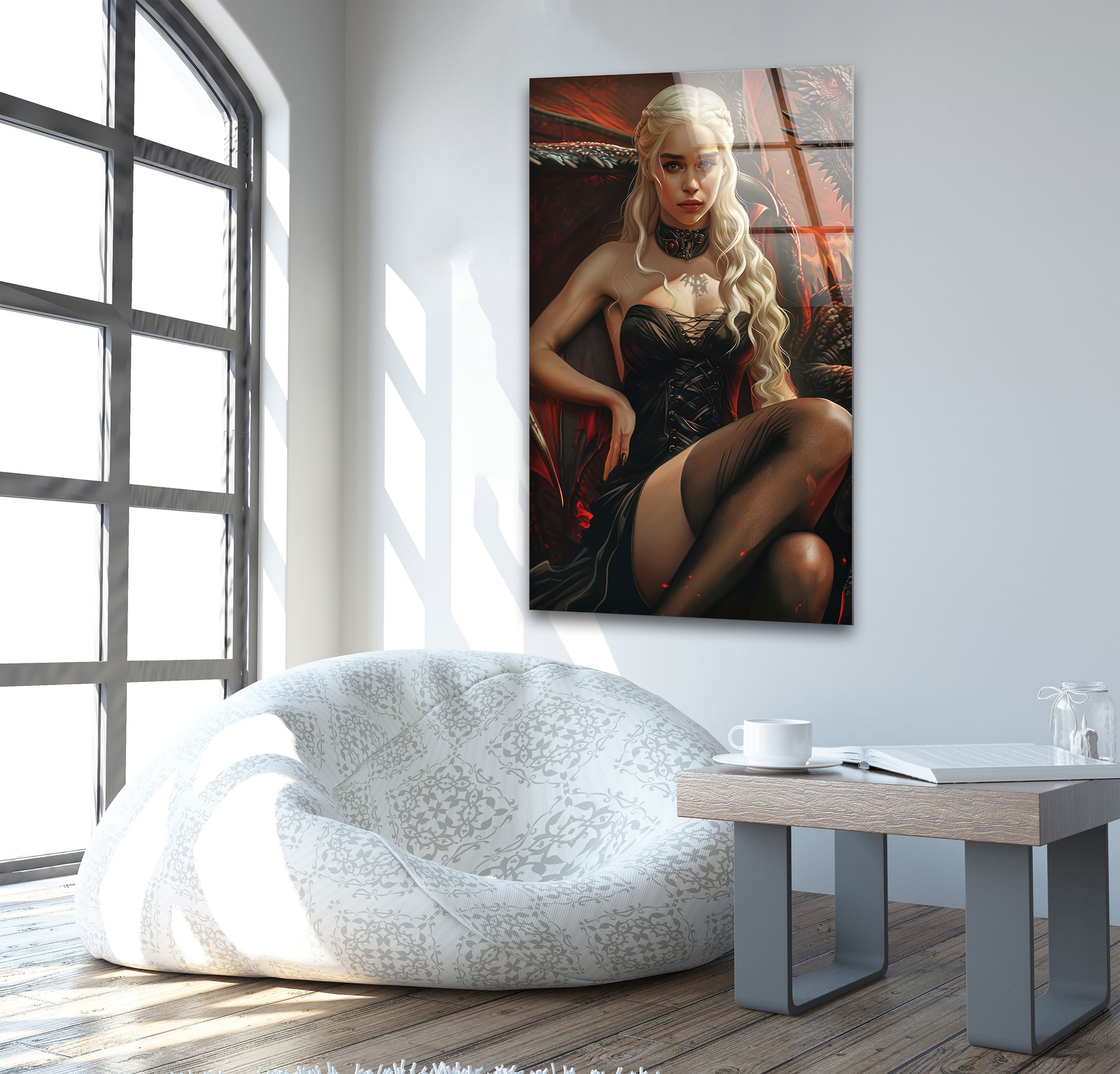 Daenerys Targaryen Glass Wall Art - Handmade Dragon Queen Decor for Game of Thrones Fans - Perfect for Living Room, Bedroom, or Office Decor