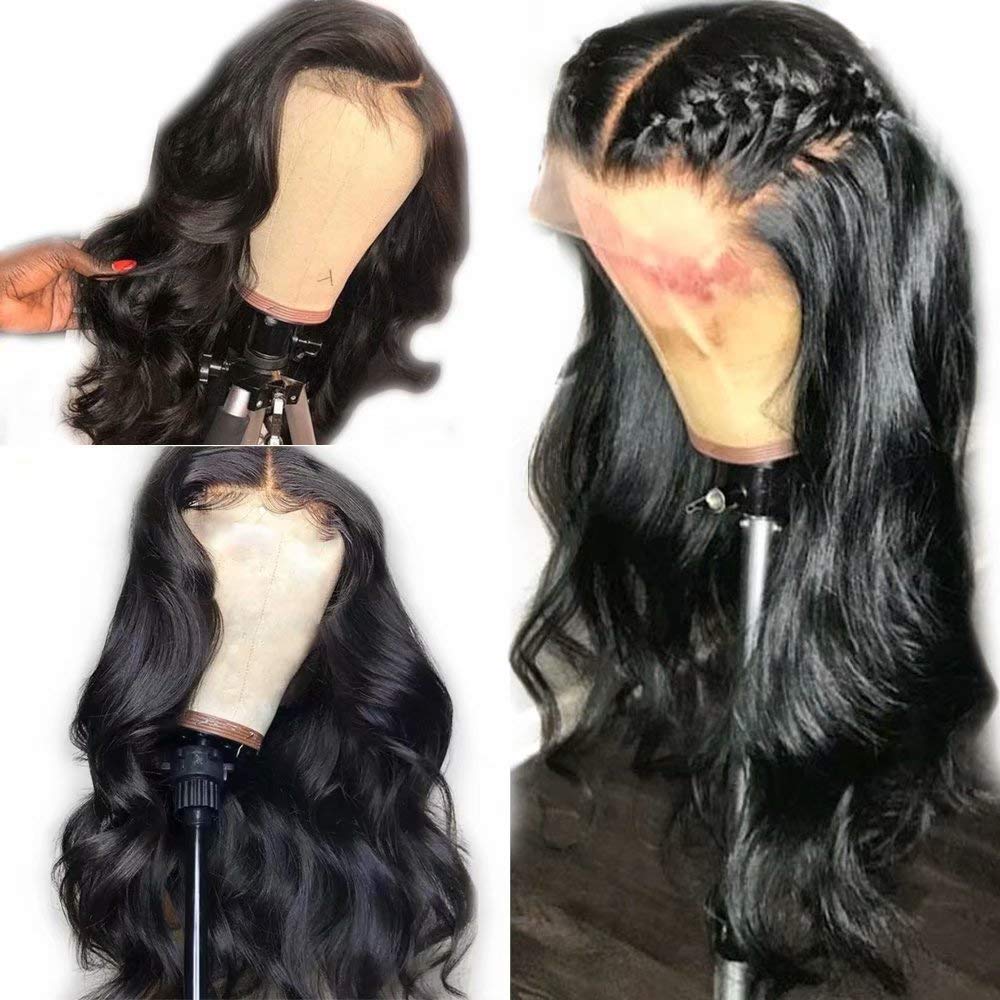 QUINLUX 13x6 Deep Lace Front Human Hair Wig - Brazilian Remy Hair Body Wave 180% Density 18 Inch with Pre-Plucked Hairline & Bleached Knots for Black Women | HD Transparent Lace Wig with Baby Hair for Everyday Wear & Special Occasions