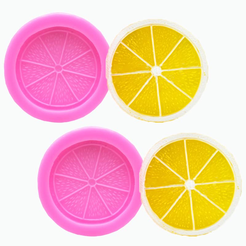 2Pcs Lemon & Orange Slice Silicone Molds for DIY Candy, Chocolate, Soap, Resin Crafts - Perfect for Cake Decorating, Ice Cubes, Fondant, Cupcake Toppers & Birthday Party Desserts