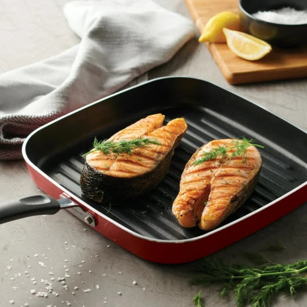 Tramontina EveryDay 11-Inch Aluminum Nonstick Square Grill Pan - Red | Perfect for Indoor & Outdoor Grilling, BBQ, Steaks, Burgers & Vegetables