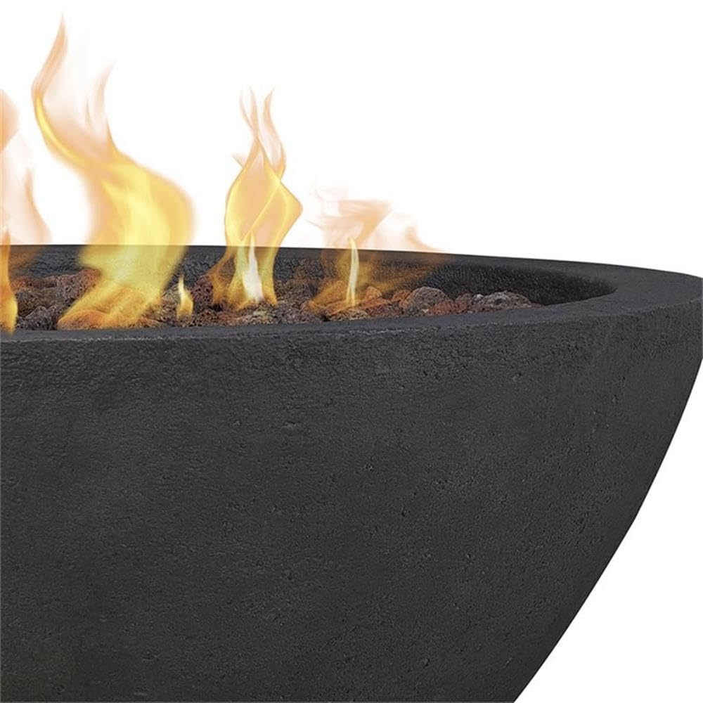 Bowery Hill Traditional Slate Gray Propane Fire Pit Bowl - Outdoor Patio, Backyard, Camping & Garden Decor