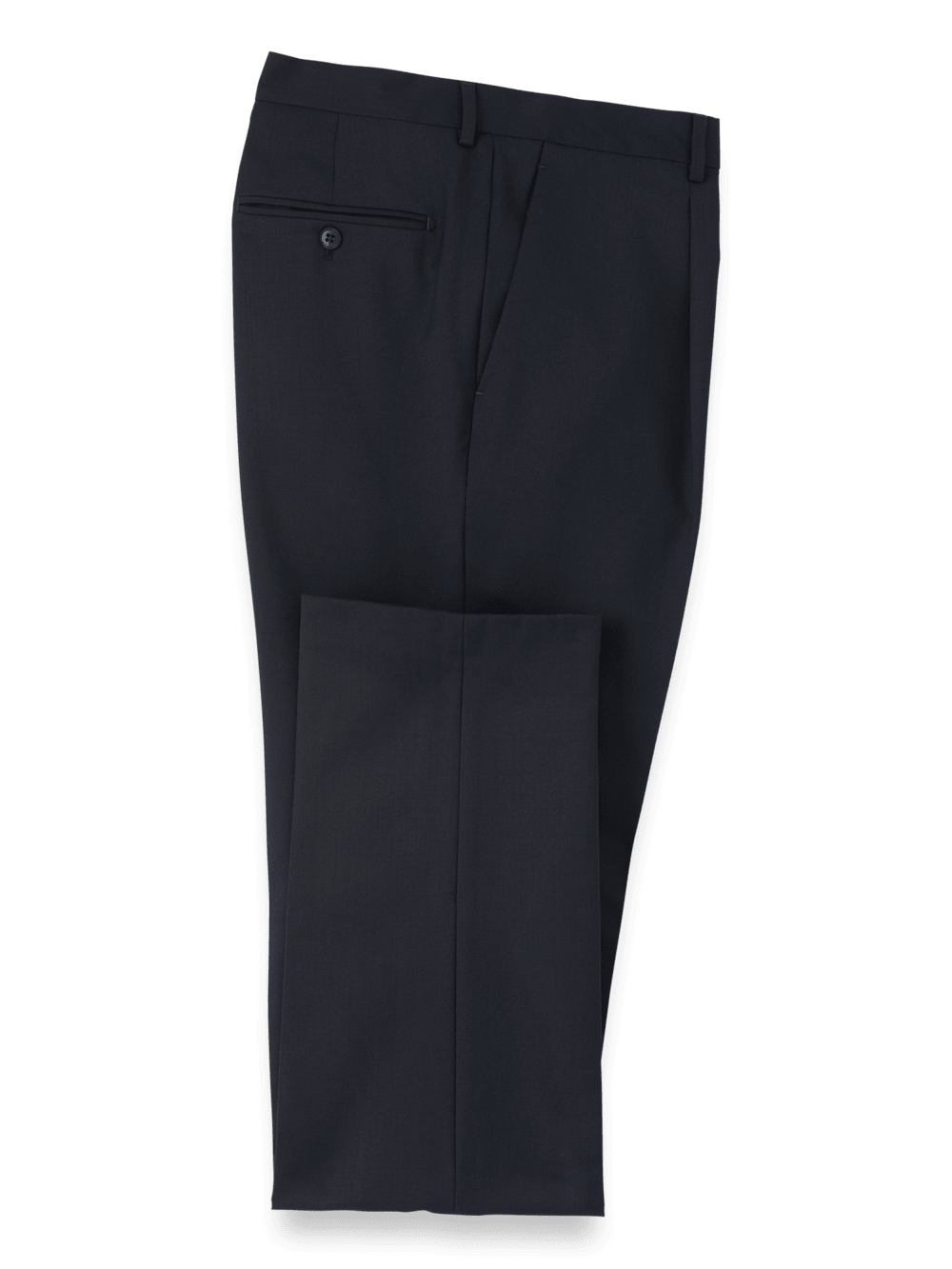 Premium Wool Single Pleat Dress Pants for Men - Classic Navy Blue Office & Business Formal Trousers - Perfect for Work, Weddings & Professional Occasions