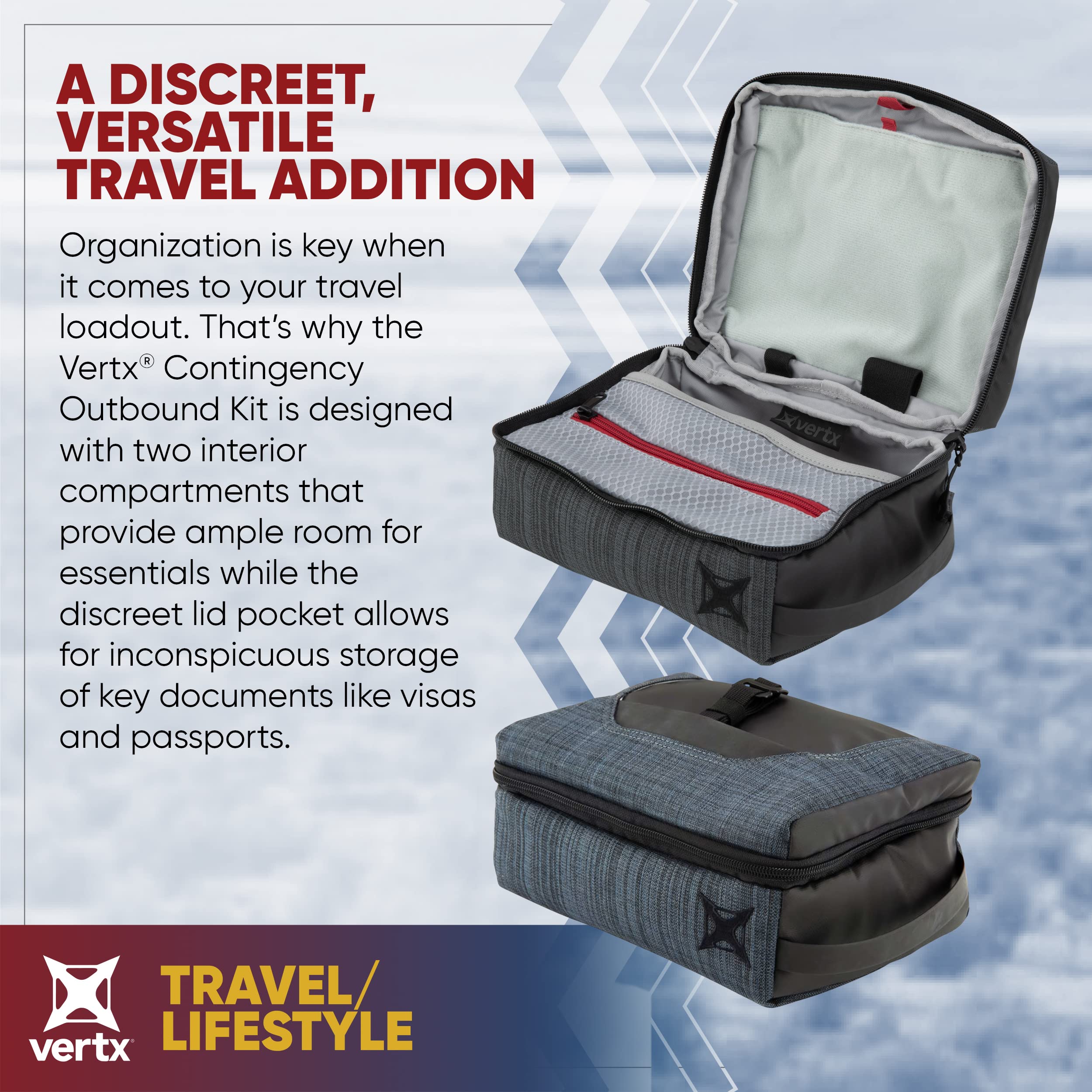 Vertx Contingency Outbound Kit - Tactical Travel Pouch for Hiking, Survival & EDC Essentials | Wipe-Clean Organizer Compatible with Tactigami | Heather Navy/Galaxy Black | Perfect for Outdoor Adventures, Camping & Emergency Preparedness