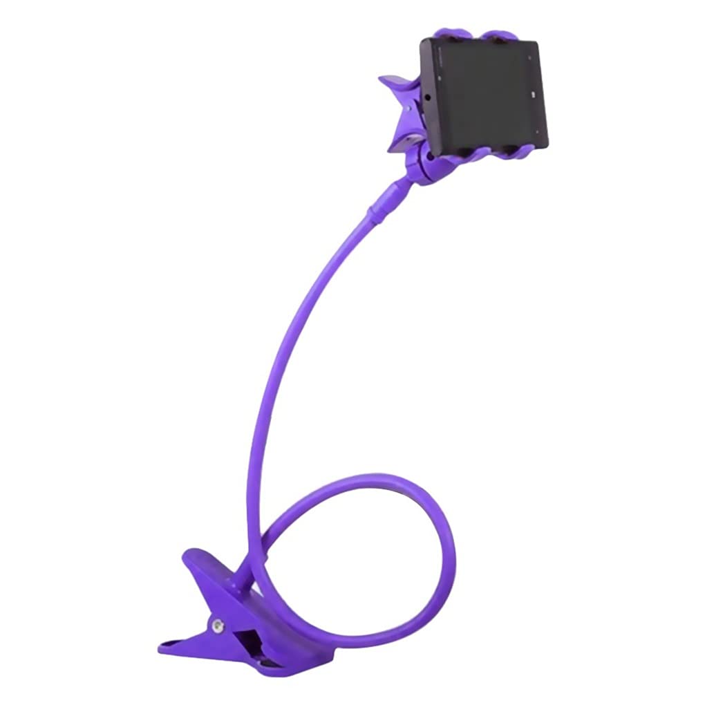 360° Rotating Flexible Long Arm Phone Stand - Adjustable Desktop & Bed Mount Holder for iPhone, Samsung, iPad (Purple) - Perfect for Watching Videos, Gaming & Hands-Free Calling