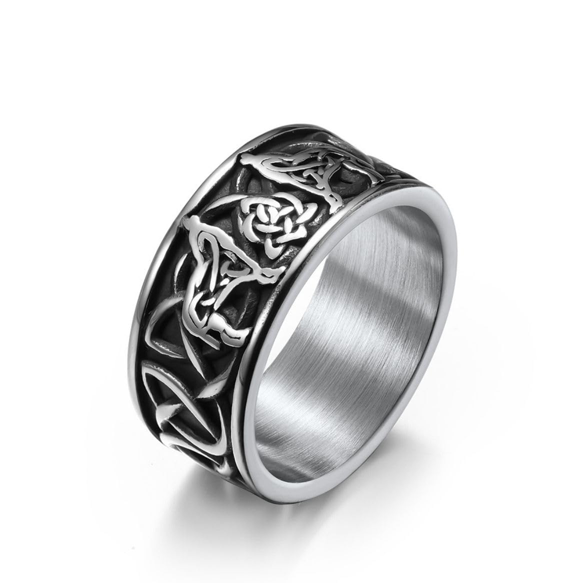 Men's Wolf Ring - Retro Viking Wolf Totem Signet Ring with Cross Line Design, Norse Amulet Jewelry for Punk Style | Perfect for Gifts, Cosplay, and Everyday Wear