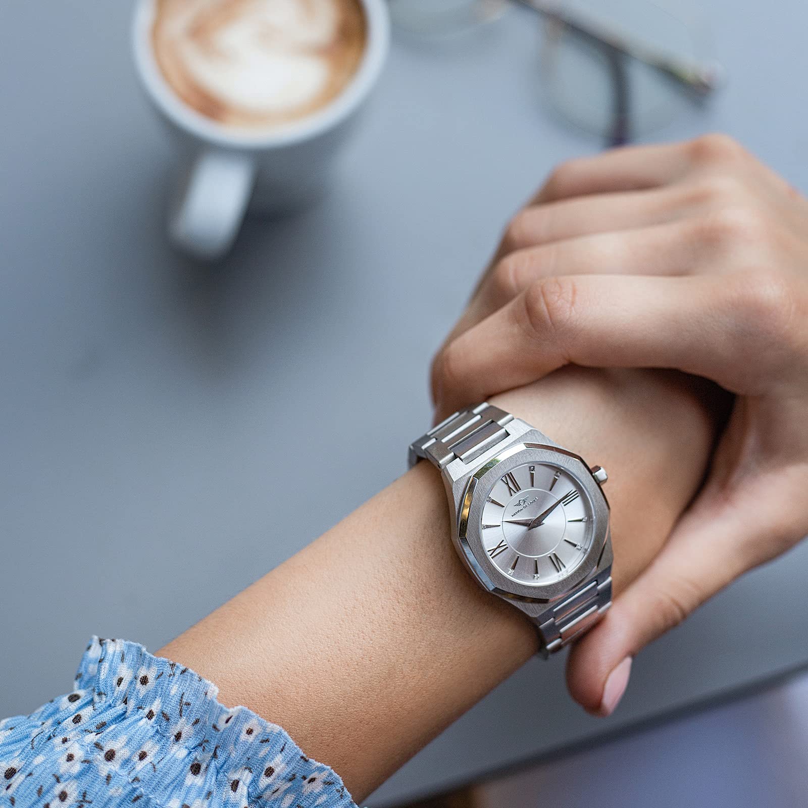Nation of Souls Livia Collection - Premium Men's Octagonal Stainless Steel Watch with Sunray Dial, 20mm Straps, Japanese Miyota Quartz Movement & Sapphire Crystal - Water Resistant Analog Watch for Business, Casual & Formal Occasions