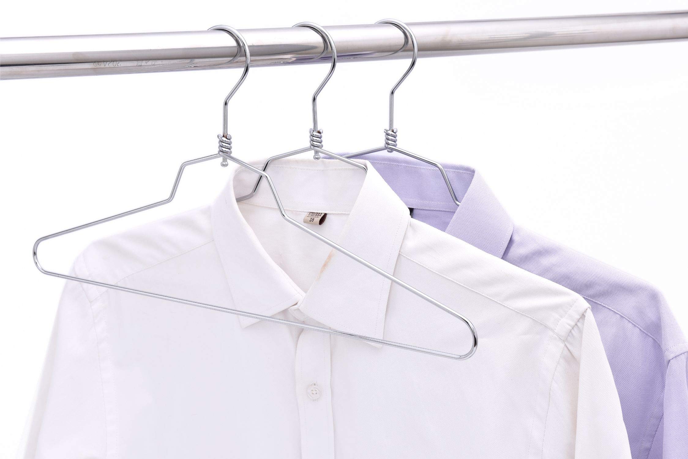 Premium 100-Pack Stainless Steel Heavy Duty Swivel Hook Clothes Hangers - 17