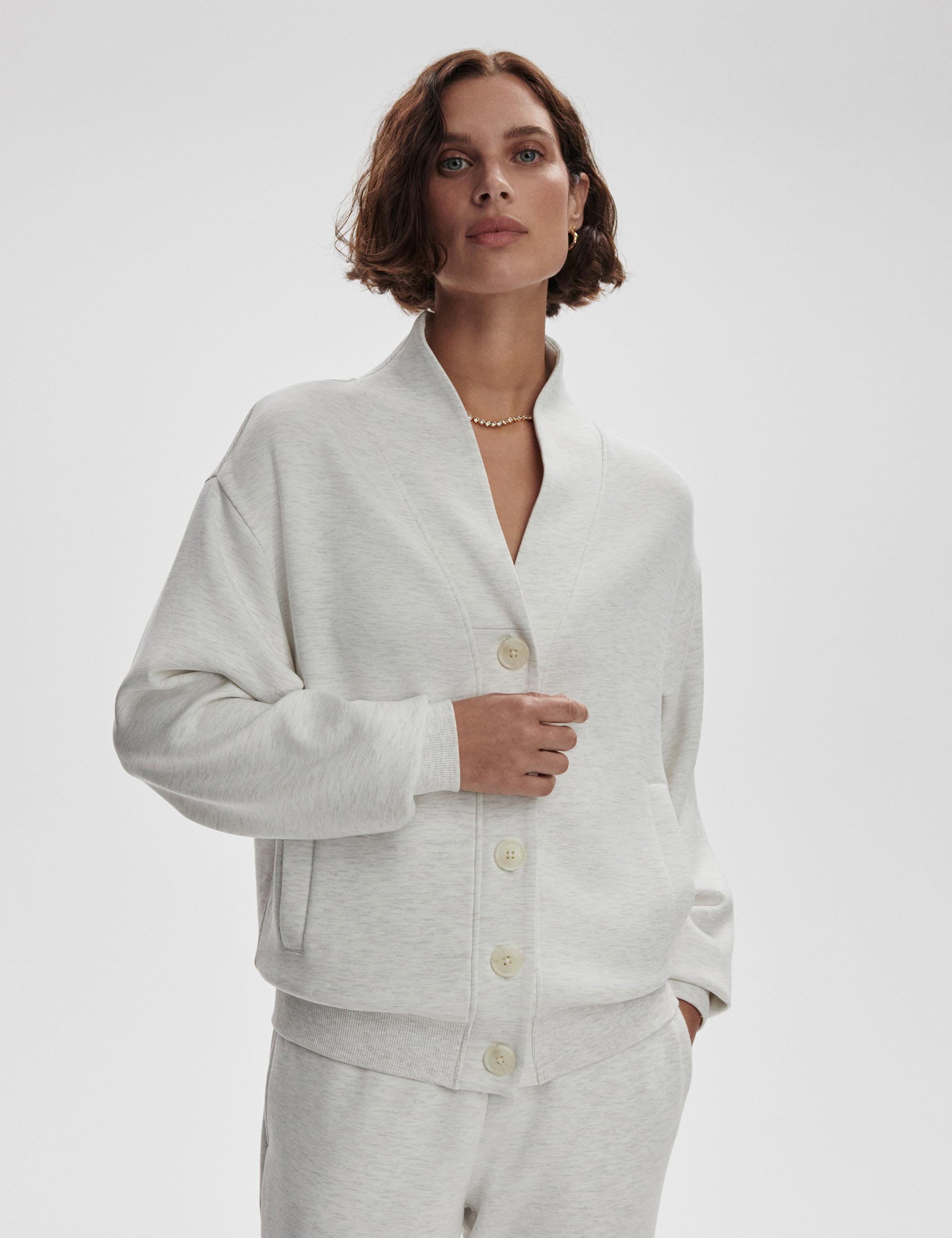 Celeste Button Through Sweater Ivory Marl - Women's Casual Knit Pullover for Fall & Winter | Perfect for Office, Dates & Cozy Evenings