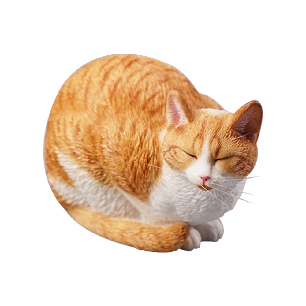 JXK White Resin Sleeping Cat Statue - Handcrafted Cat Figurine with Intricate Details, Durable Polyresin Desktop Decor - Perfect Gift for Cat Lovers | Home & Office Decoration, Shelf Display, Zen Garden Accent