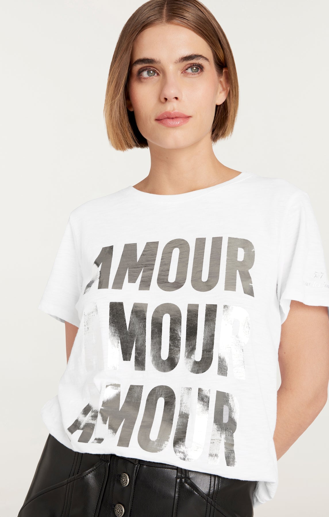 Cinq A Sept Amour Foiled Tee - Women's Fashion Graphic T-Shirt for Casual Wear & Night Out | Trendy Party Top