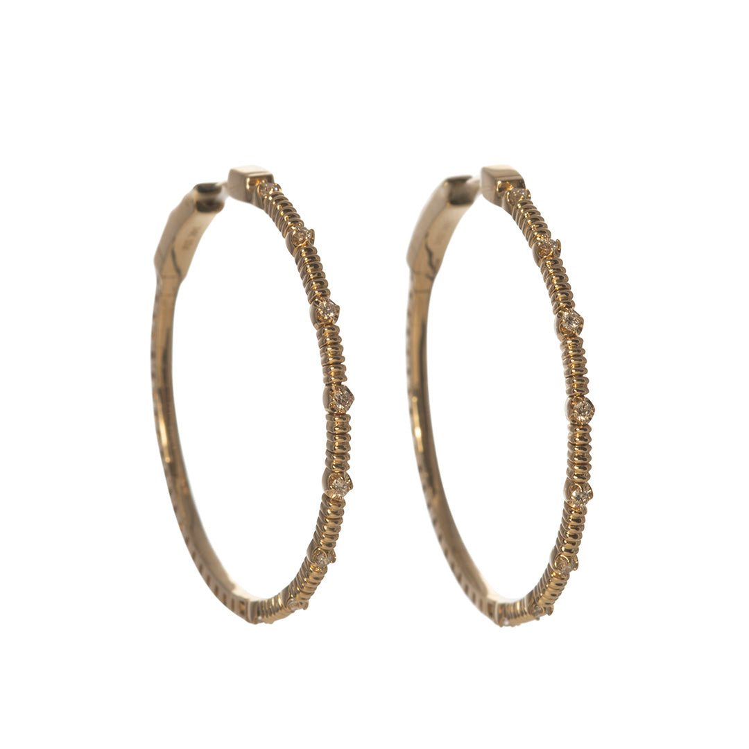 14K Yellow Gold Diamond Flex Hoop Earrings for Women - Elegant Everyday & Special Occasion Jewelry Gift
