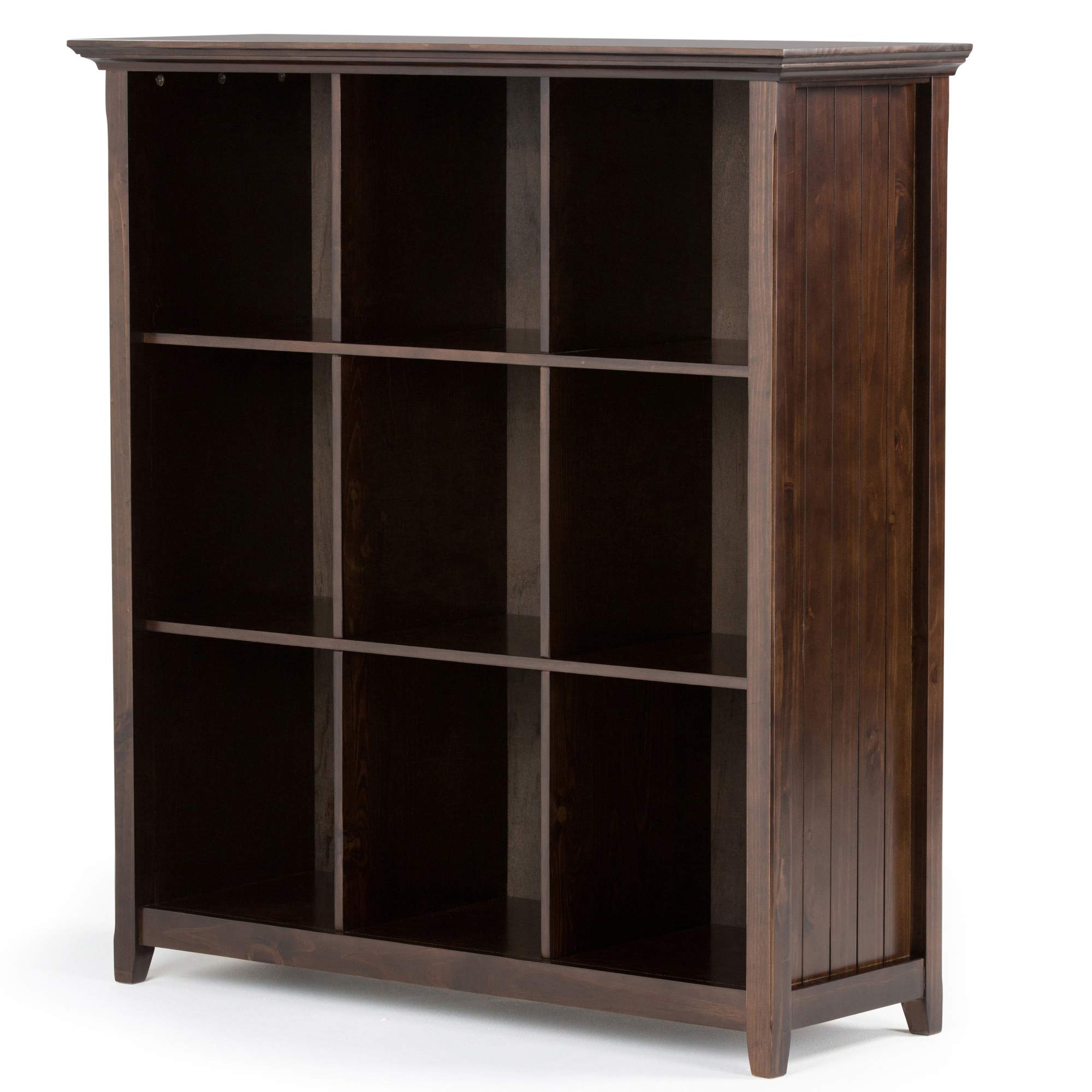 SIMPLIHOME Acadian 44 Inch Solid Wood 9-Cube Bookcase & Storage Unit - Transitional Style in Brunette Brown for Living Room, Study, Office - Perfect for Home Organization & Displaying Books, Decor