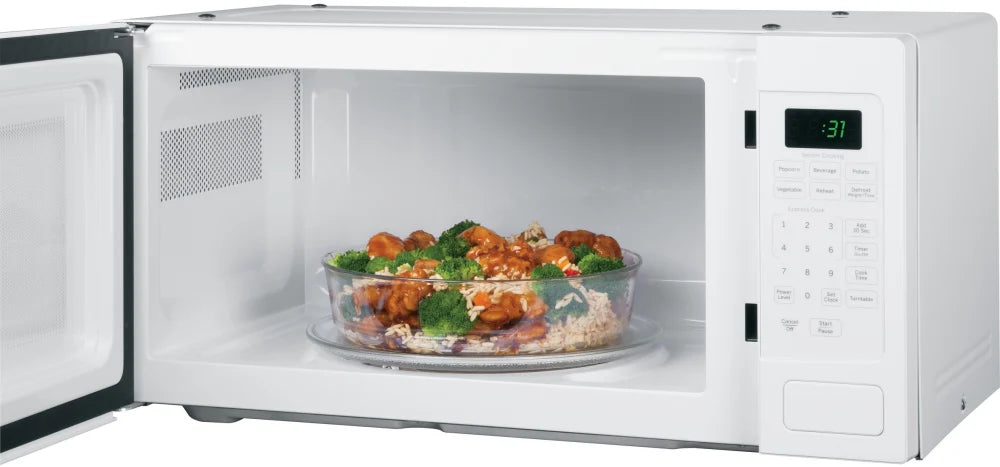 GE Profile PEM31DFWW 24-Inch Countertop Microwave Oven in White - Compact Space-Saving Design for Small Kitchens, Dorms & Offices