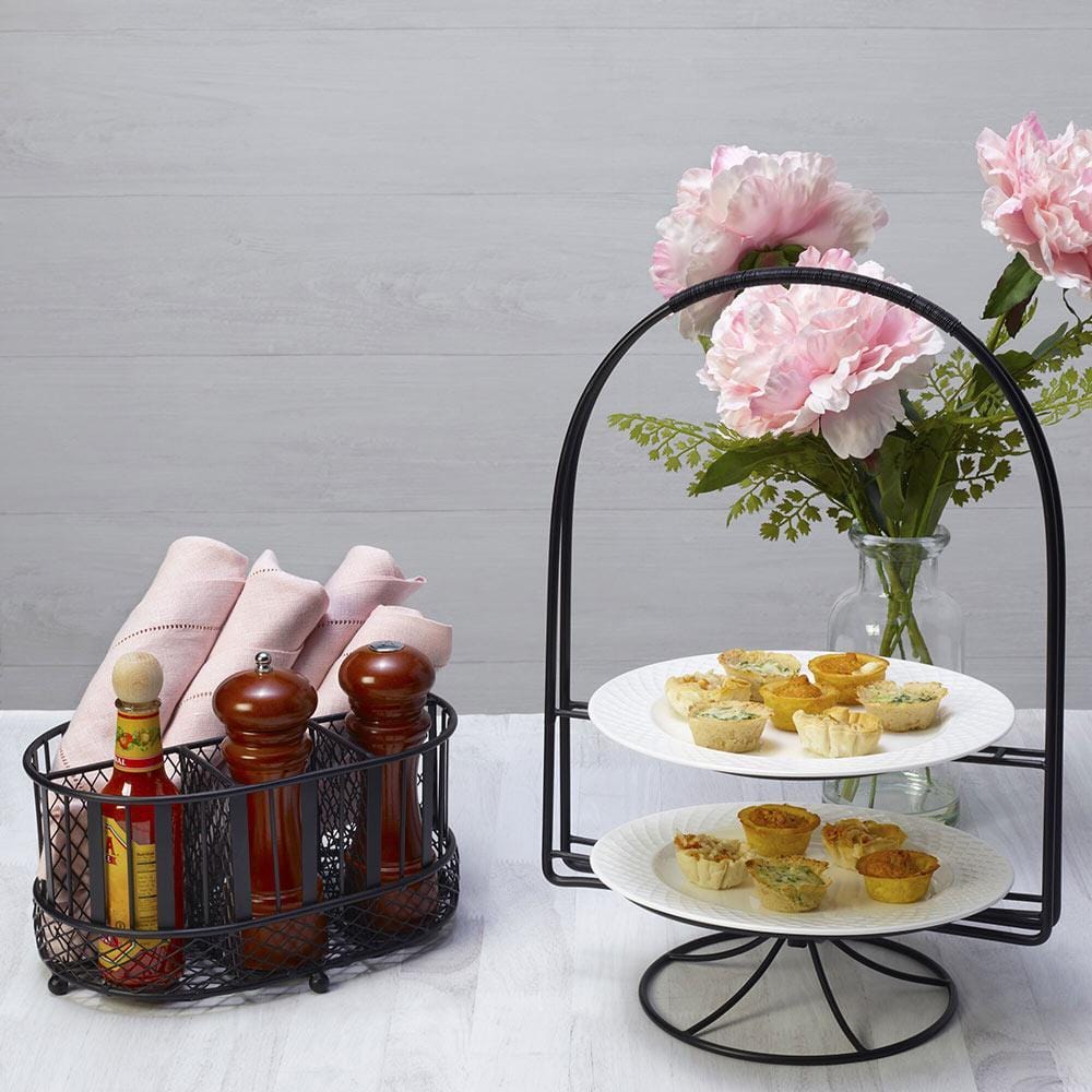 Rotating Band & Stripe Buffet Storage Caddy - Perfect for Kitchen, Dining Room, and Party Hostess Organization