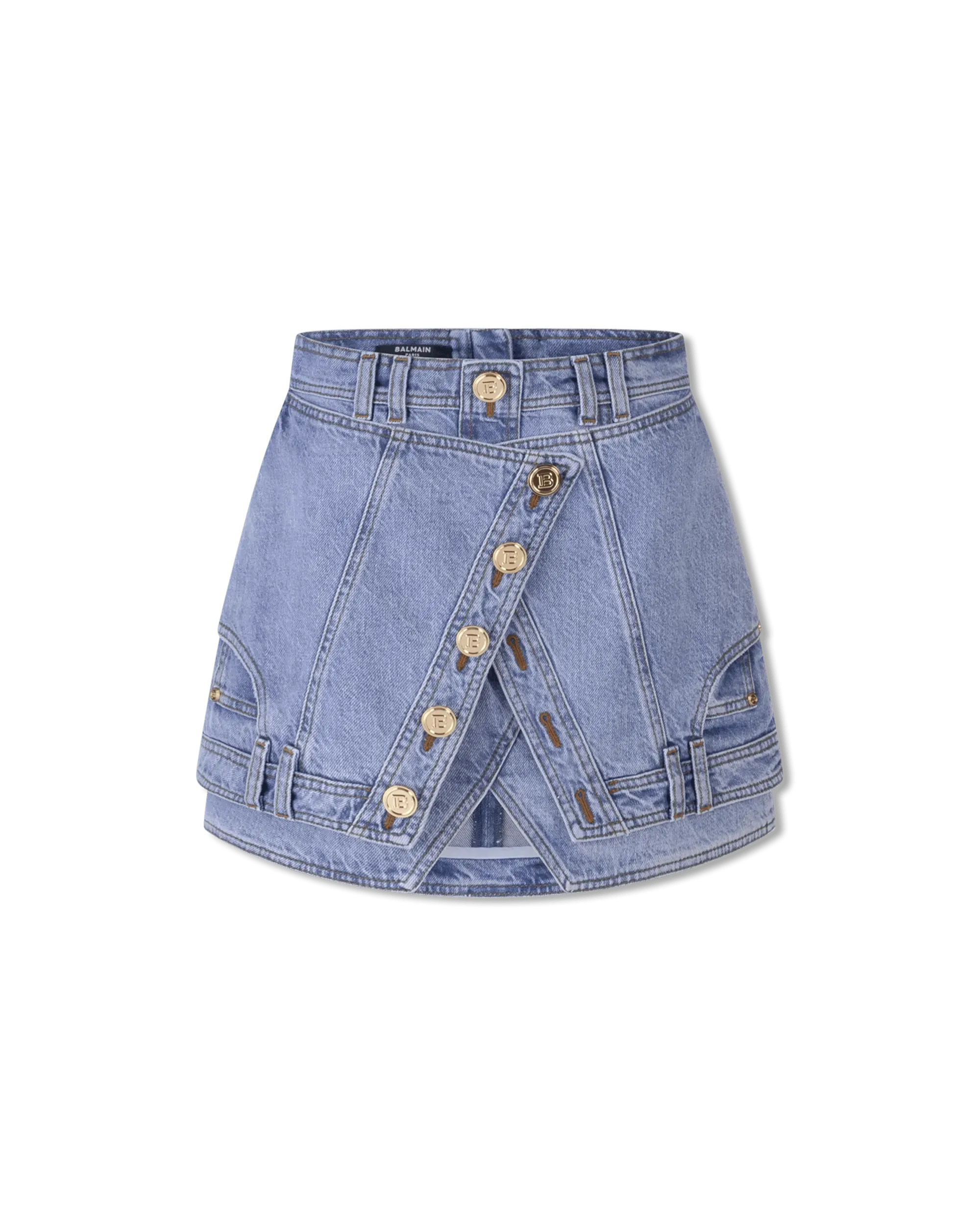 Stylish Button Trimmed Denim Wrap Skirt for Women | Vintage Inspired High Waist A-Line Skirt | Perfect for Casual Outings, Date Nights & Summer Fashion